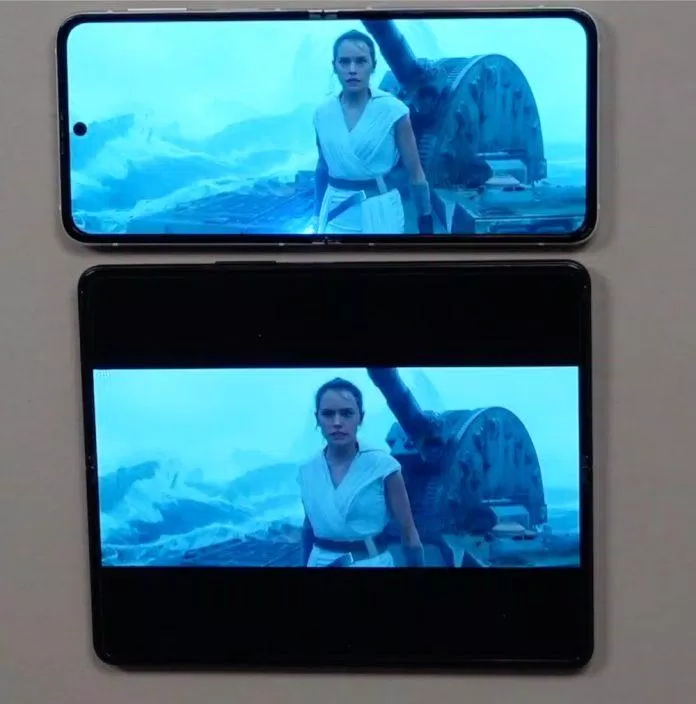 Sự khác nhau về khung hình khi xem video trên điện thoại màn hình hiển thị và điện thoại bình thường (Ảnh: Internet).