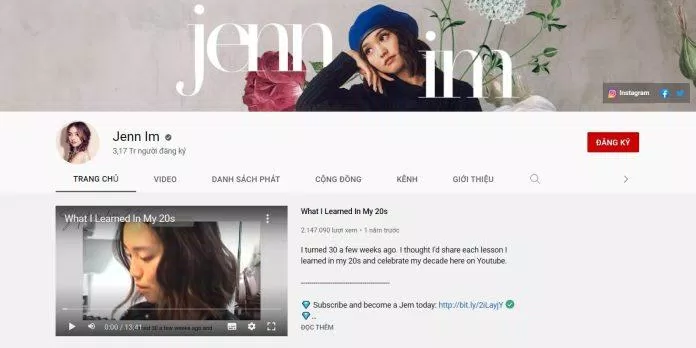 Thông qua kênh Youtube của mình, Jenn Im truyền năng lực sống tích cực và yêu cầu đẹp cho mọi người.  Nguồn: internet