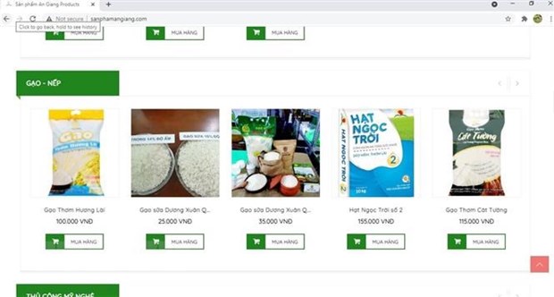 Các sản phẩm của doanh nghiệp nghiêp của tỉnh An Giang chế biến, phân phối được bán trên sàn thương mại điện tử sanphamangiang.com